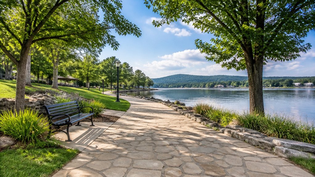 scenic shady lakeside parthenon stroll