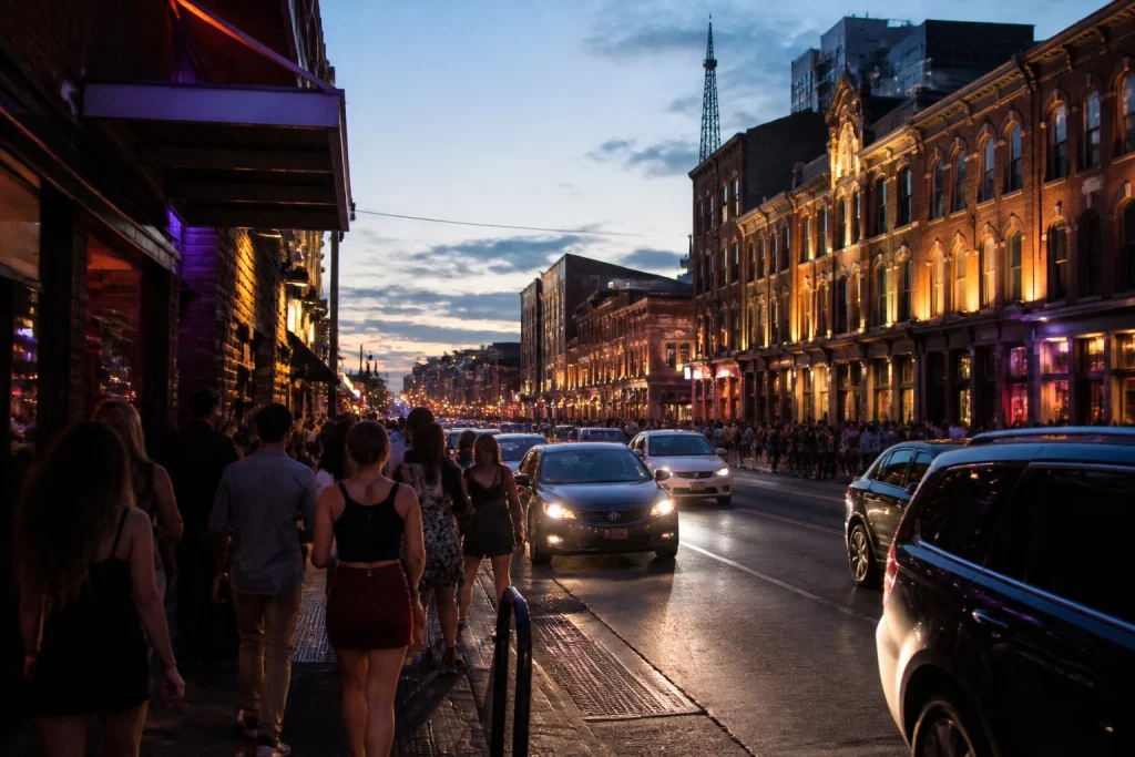 Lower Broadway streetscape in downtown Nashville