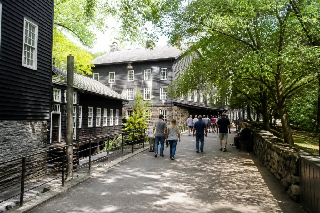 Outdoor walking area at Jack Daniel Distillery in Lynchburg