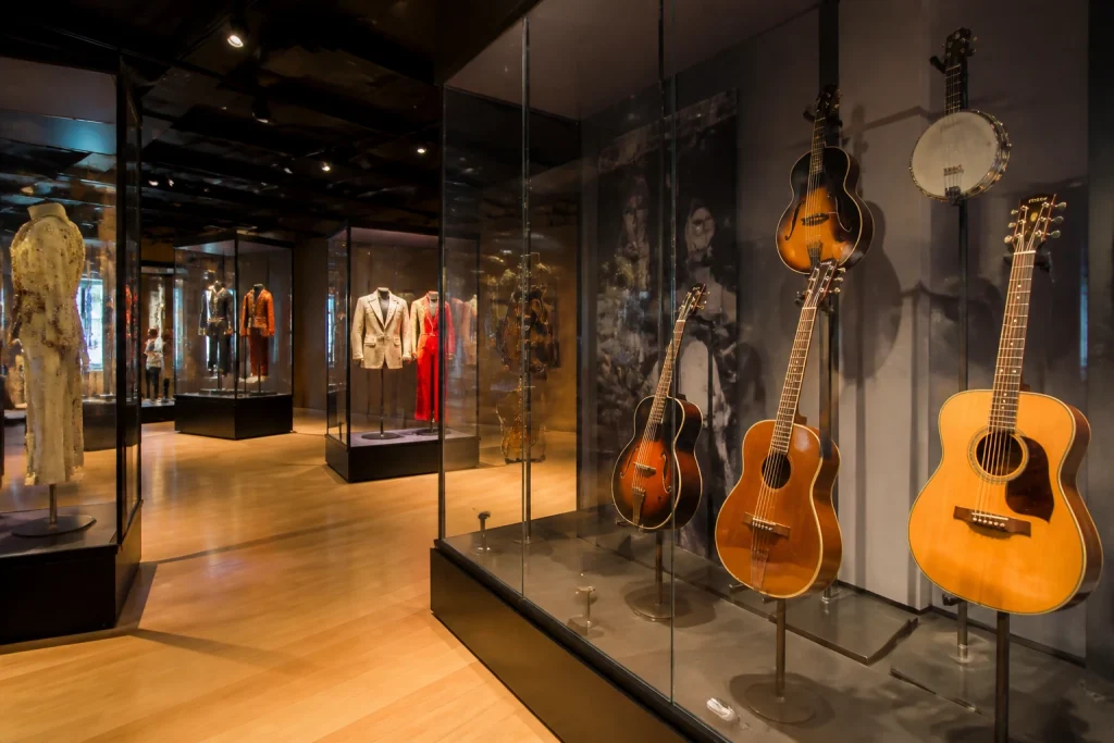 Instrument exhibits inside the Musicians Hall of Fame and Museum
