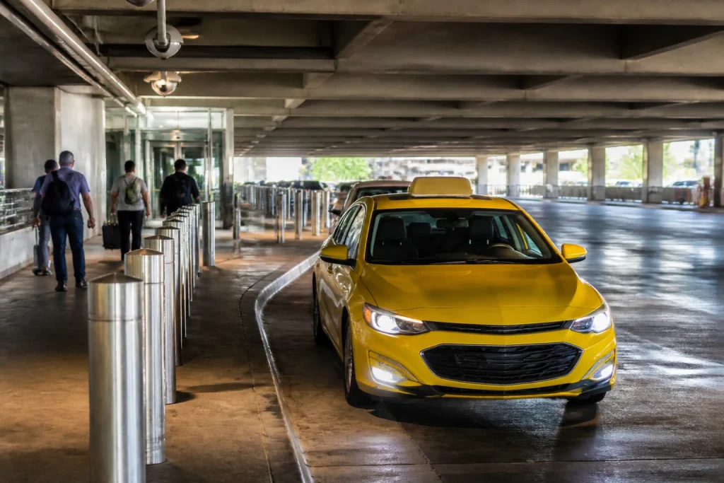 Ground transportation pickup area at Nashville International Airport