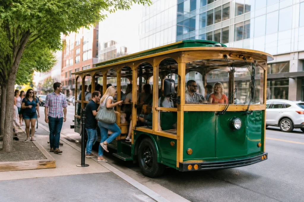 A brewery trolley used for the Music City Brew Hop route in Nashville.