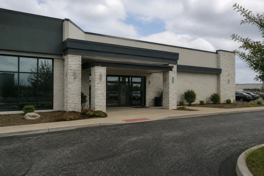 Exterior arrival area of The Escape Game in Berry Hill, Nashville