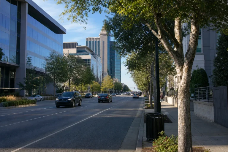 Daylight streetscape in Nashville’s Music Row district