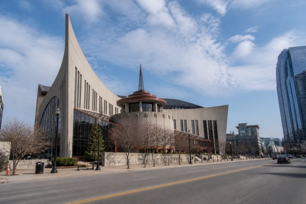 Country Music Hall of Fame and Museum exterior in downtown Nashville