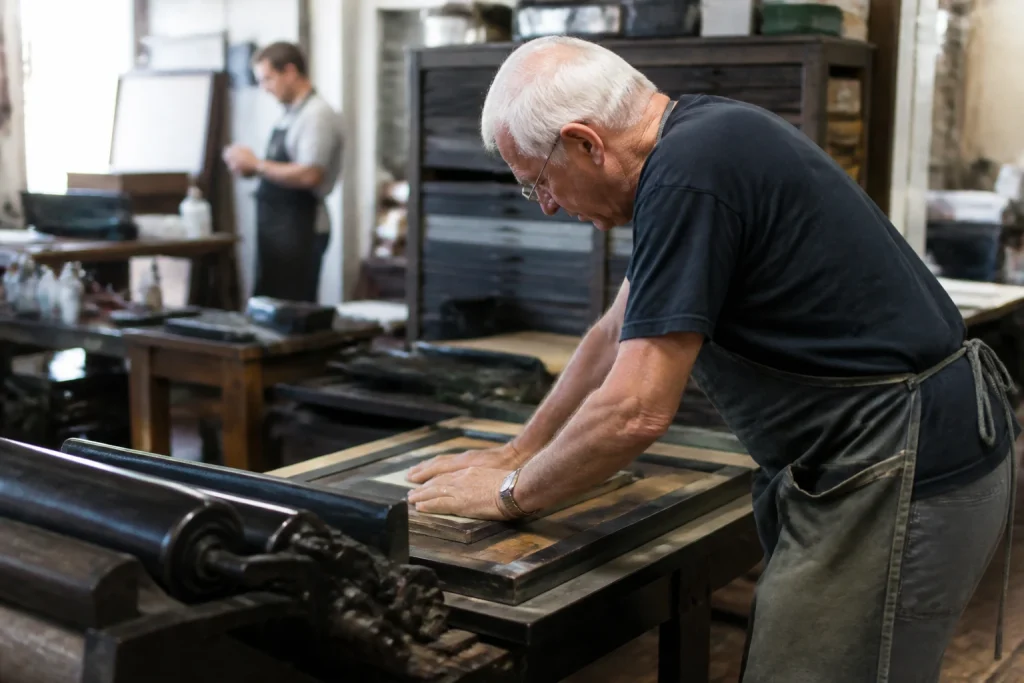 Printmaking equipment at Hatch Show Print in Nashville