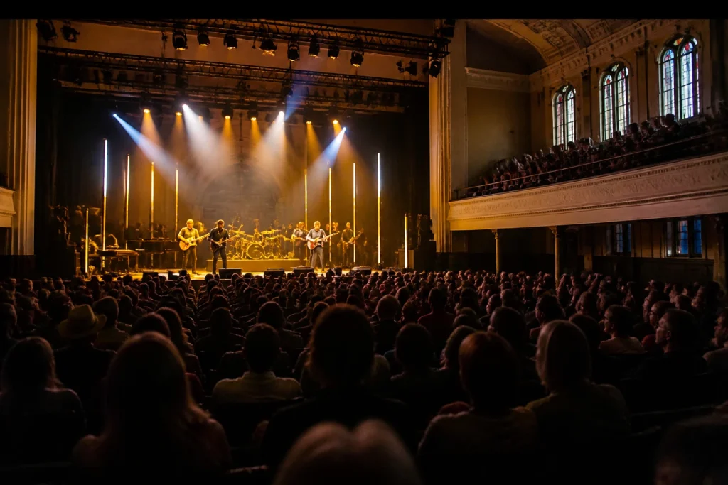 Live concert audience facing the stage at Ryman Auditorium